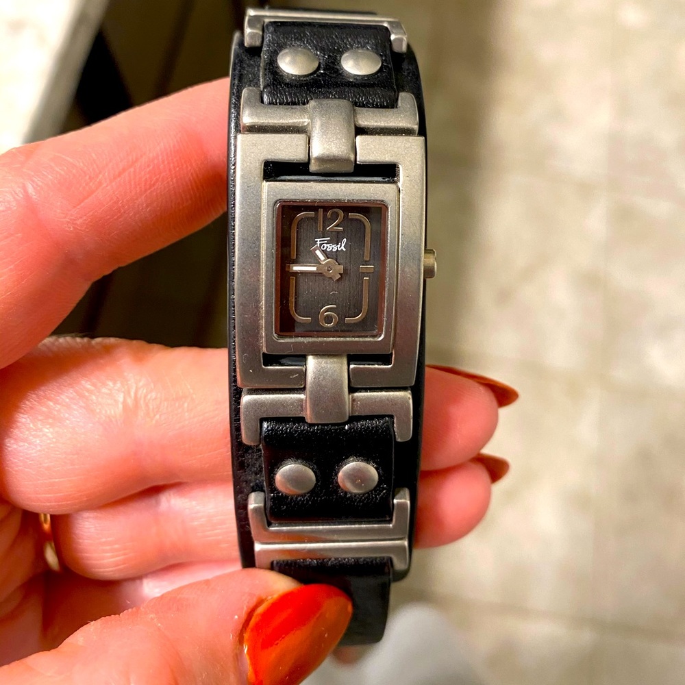 Fossil Black Genuine Leather Watch